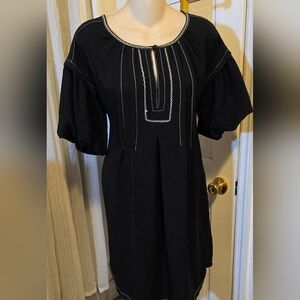 Max Studio Black Tunic with White Stitching